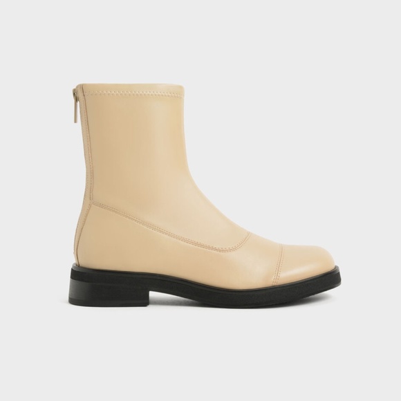 Charles & Keith Round Toe Zip-Up Ankle Boots Sand Size 6/EU36 - Picture 5 of 13